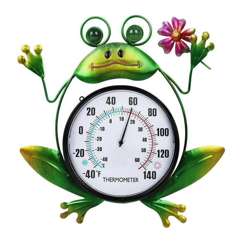 HOBYLUBY Indoor Outdoor Thermometer, Frog Wall-Mounted Thermometer Waterproof for Patio Garden Yard & Living Room, No Battery Needed - Image 1